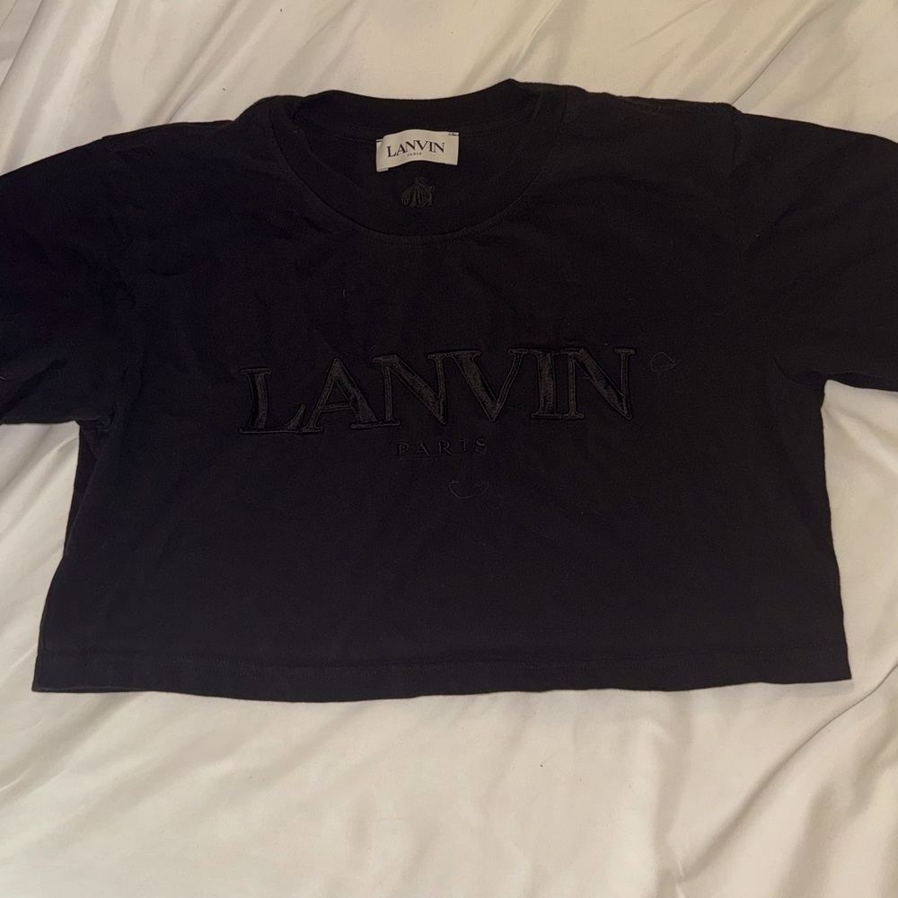 Black Lanvin crop t shirt for women.
